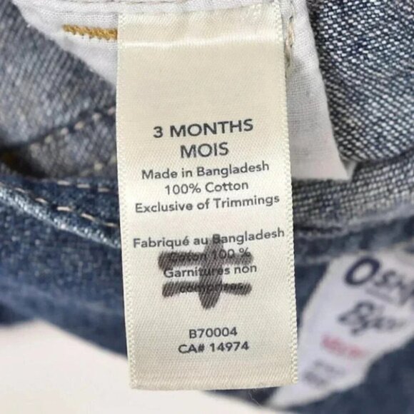 OSHKOSH B'GOSH Denim Jean Shortalls Overall Shorts Size 3 Months - Picture 5 of 5